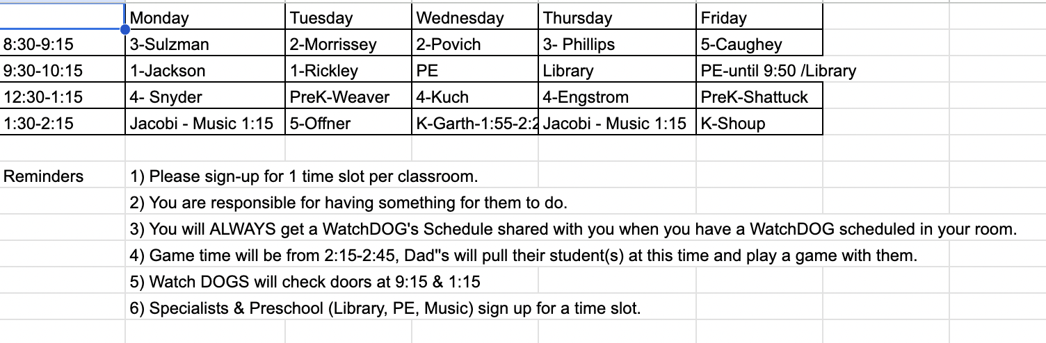 Teacher's Schedule